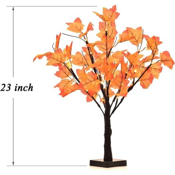 Lighted Artificial Fall Maple Tree Clearance Operated Tabletop Autumn Tree - Picture 5 of 8